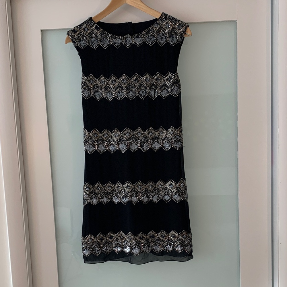 Alice + Olivia Beaded Black and Silver Women's Dress, Size 0